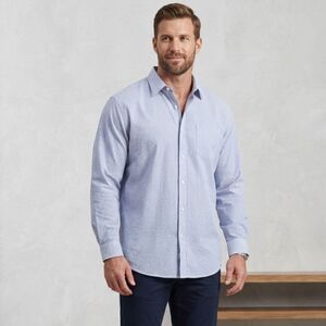 👔 Saddlebred Easy Care Tall Dress Shirt 2XLT Blue White Stripe NWT Professional